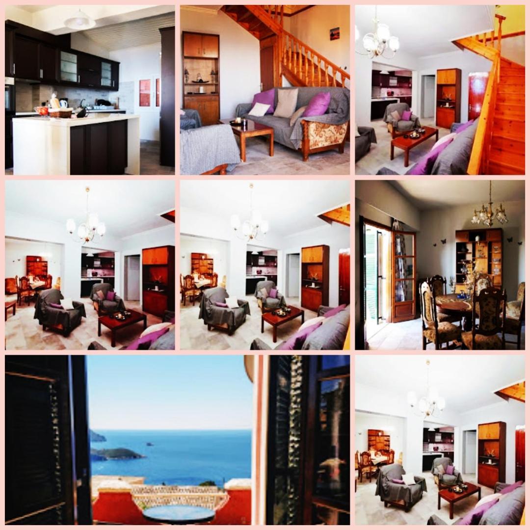 Traditional Panoramic Sea View House Lákones Exteriér fotografie